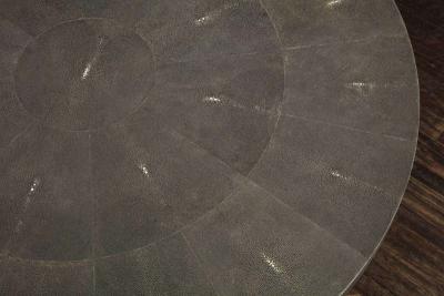  Venfield Round Black Genuine Shagreen Table with Parchment Base