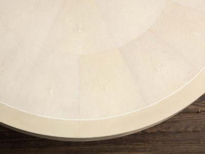  Venfield Round Genuine Shagreen Table with Bone Trim and Parchment Base