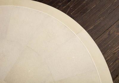  Venfield Round Genuine Shagreen Table with Bone Trim and Parchment Base