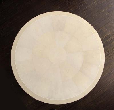  Venfield Round Genuine Shagreen Table with Bone Trim and Parchment Base