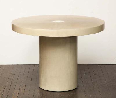 Venfield Round Parchment Table with Genuine Shagreen and Bone Trim
