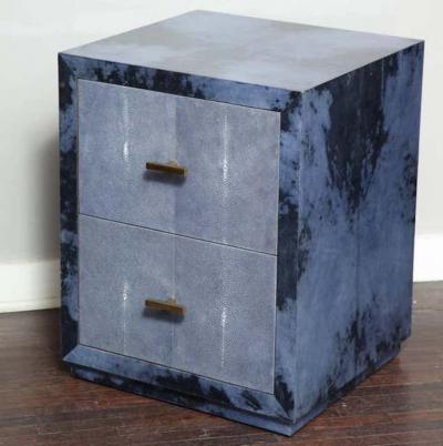 Venfield Set of 2 Parchment Nightstands with Genuine Shagreen Drawer Fronts