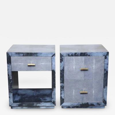  Venfield Set of 2 Parchment Nightstands with Genuine Shagreen Drawer Fronts