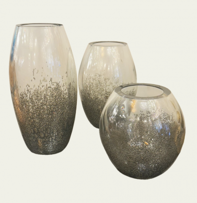 Venfield Small Murano Pulegoso Smoke Glass Vase