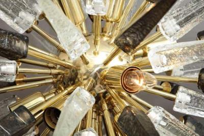  Venfield Smoke and Clear Murano Glass Spike Sputnik Chandelier