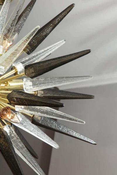  Venfield Smoke and Clear Murano Glass Spike Sputnik Chandelier