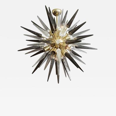  Venfield Smoke and Clear Murano Glass Spike Sputnik Chandelier