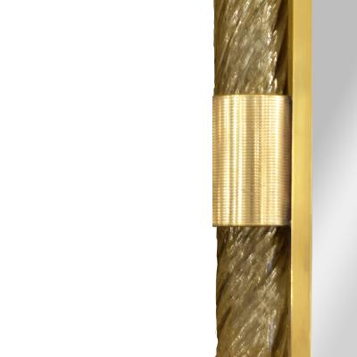  Venfield Stunning Coiled Murano Fume Glass and Etched Brass Mirror
