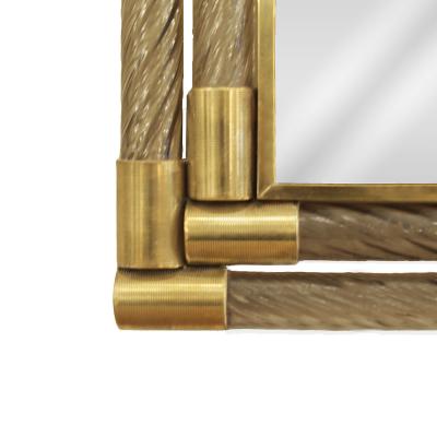  Venfield Stunning Coiled Murano Fume Glass and Etched Brass Mirror