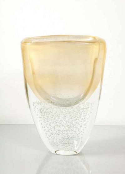  Venfield Tall Gold Sommerso Italian Murano Glass Vase