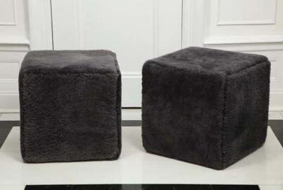  Venfield Venfield Custom Pair of Shearling Cube Foot Stools Ottoman