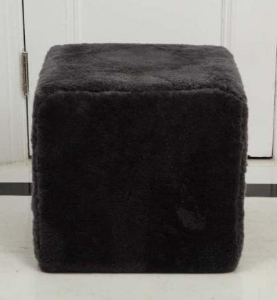  Venfield Venfield Custom Pair of Shearling Cube Foot Stools Ottoman
