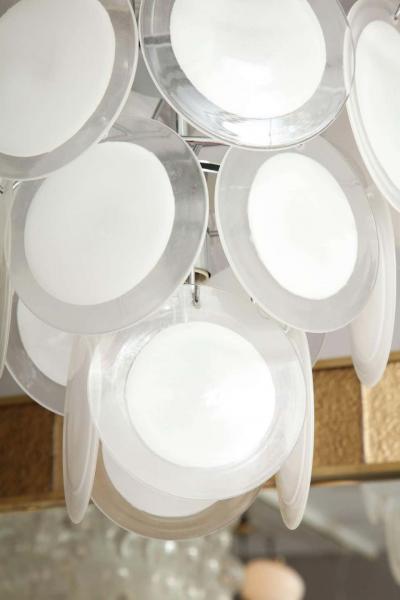  Venfield White Murano Glass Disc Chandelier