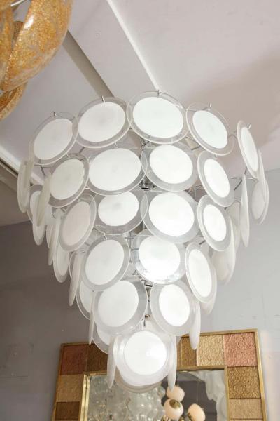  Venfield White Murano Glass Disc Chandelier