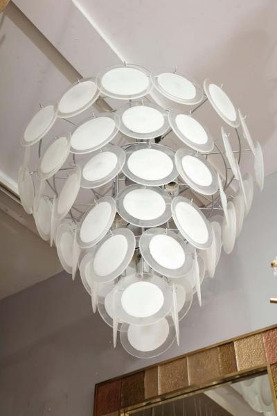  Venfield White Murano Glass Disc Chandelier