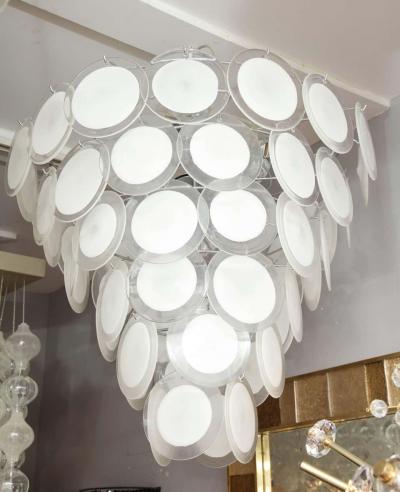  Venfield White Murano Glass Disc Chandelier