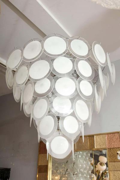  Venfield White Murano Glass Disc Chandelier