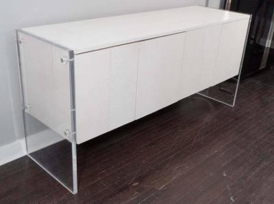 Venfield White Python Sideboard with Lucite Side Panels
