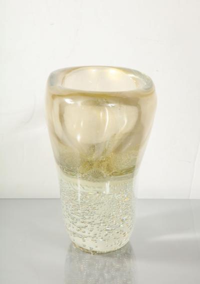  Venfield Wide Gold Sommerso Italian Murano Glass Vase