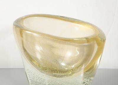  Venfield Wide Gold Sommerso Italian Murano Glass Vase