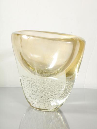 Venfield Wide Gold Sommerso Italian Murano Glass Vase
