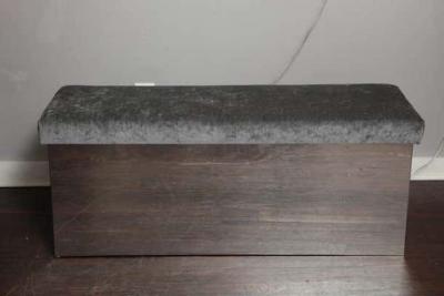  Venfield Wrapped Stainless Bench Upholstered in Grey Velvet