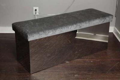  Venfield Wrapped Stainless Bench Upholstered in Grey Velvet
