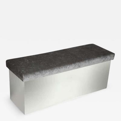  Venfield Wrapped Stainless Bench Upholstered in Grey Velvet