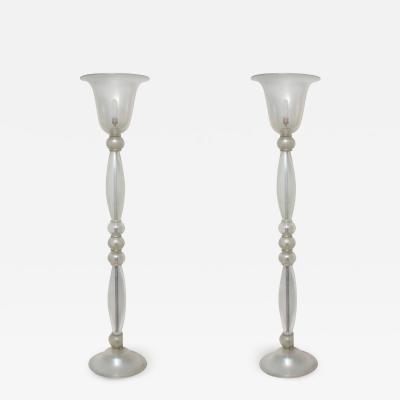  Venice Murano Co Pair of Murano tall Torchiere Lamps
