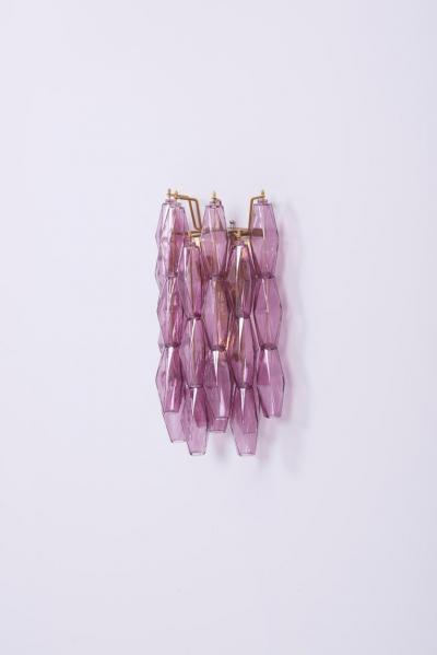  Venini 1 of 4 Amethyst Polyhedral Glass Sconces or Wall Lamps in the Manner of Venini
