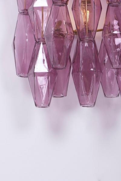  Venini 1 of 4 Amethyst Polyhedral Glass Sconces or Wall Lamps in the Manner of Venini