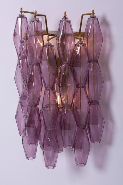  Venini 1 of 4 Amethyst Polyhedral Glass Sconces or Wall Lamps in the Manner of Venini