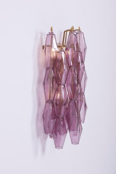  Venini 1 of 4 Amethyst Polyhedral Glass Sconces or Wall Lamps in the Manner of Venini