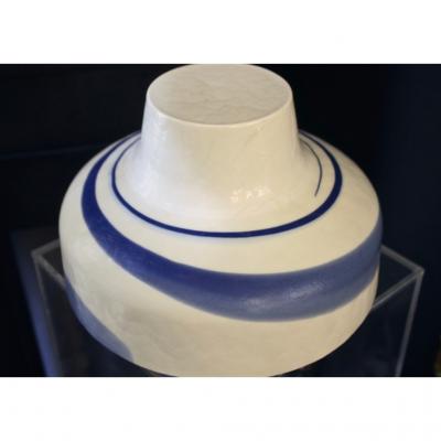  Venini 1950s Venini Vintage Italian Blue Cream White Pate de Verre Murano Glass Bowl