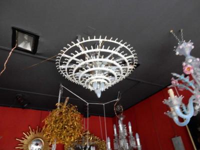  Venini 1960 1970 Pair of Venini Murano Doria Lechten Chandeliers 6 Levels 194 Crystal