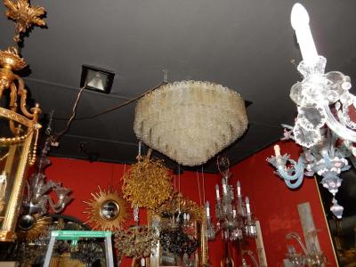  Venini 1960 1970 Pair of Venini Murano Doria Lechten Chandeliers 6 Levels 194 Crystal