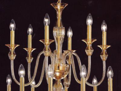  Venini 2 Mid Century Modern Neoclassical Murano Venetian Glass Double Tier Chandeliers