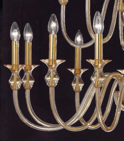  Venini 2 Mid Century Modern Neoclassical Murano Venetian Glass Double Tier Chandeliers