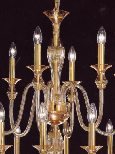  Venini 2 Mid Century Modern Neoclassical Murano Venetian Glass Double Tier Chandeliers