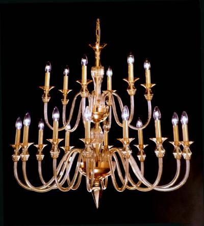  Venini 2 Mid Century Modern Neoclassical Murano Venetian Glass Double Tier Chandeliers