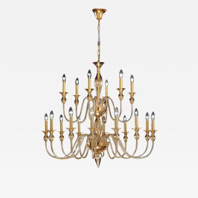  Venini 2 Mid Century Modern Neoclassical Murano Venetian Glass Double Tier Chandeliers