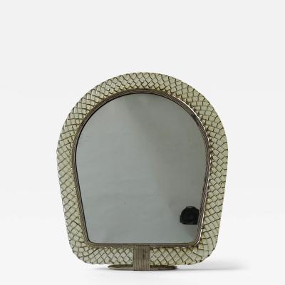  Venini Carlo Scarpa for Venini A Treccia table mirror in olive oil green glass