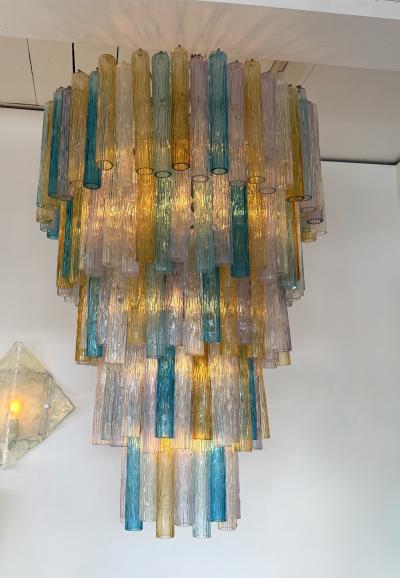 Venini Cascade Chandelier Tube Murano Glass by Venini Italy 1960s