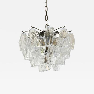  Venini Contemporary Bronzed Chandelier With Poliedri Murano Glass in Venini Style