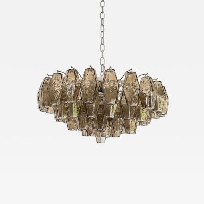  Venini Contemporary Chandelier With Fume Poliedri Murano Glass in Venini Style