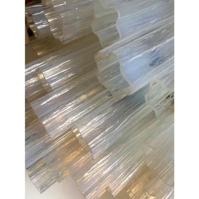  Venini Contemporary Opal Tronchi Murano Glass Chandelier in Venini Style