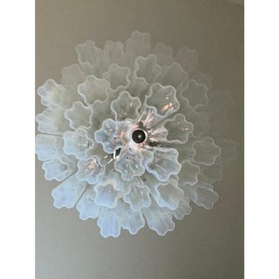  Venini Contemporary Opal Tronchi Murano Glass Chandelier in Venini Style