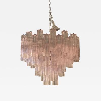 Venini Contemporary Pink Tronchi Murano Glass Chandelier in Venini Style