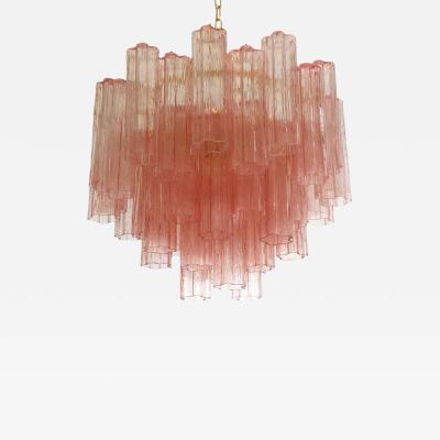  Venini Contemporary Scenographic Pink Tronchi Murano Glass Chandelier in Venini Style