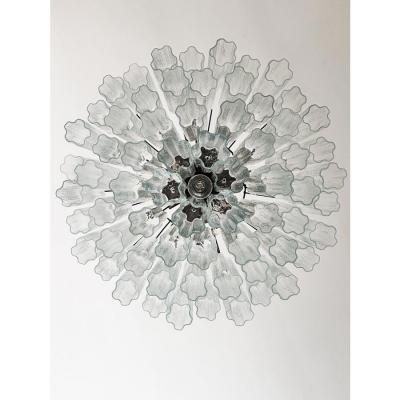  Venini Contemporary Trasparent Tronchi Murano Brunish Chandelier in Venini Style